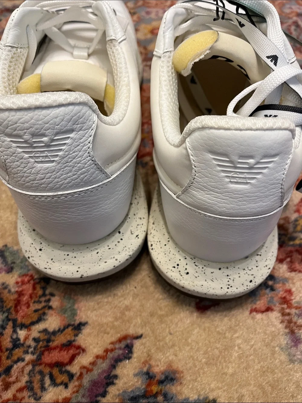 Emporio Armani Men’s White Sneakers with Black Accents